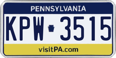 PA license plate KPW3515