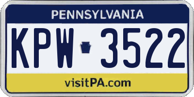 PA license plate KPW3522