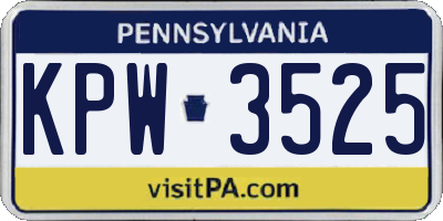 PA license plate KPW3525