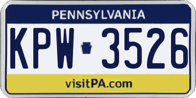 PA license plate KPW3526