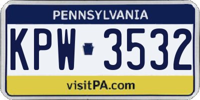 PA license plate KPW3532
