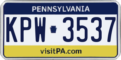 PA license plate KPW3537