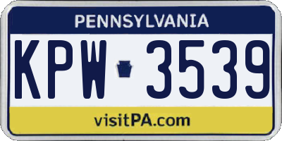 PA license plate KPW3539