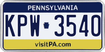 PA license plate KPW3540