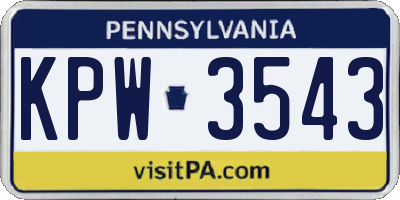 PA license plate KPW3543