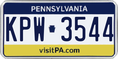 PA license plate KPW3544