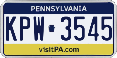 PA license plate KPW3545