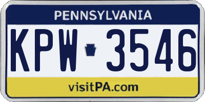 PA license plate KPW3546