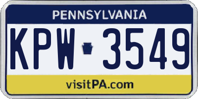 PA license plate KPW3549