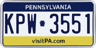 PA license plate KPW3551