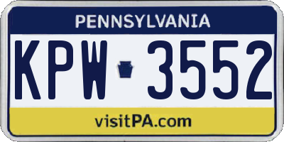 PA license plate KPW3552
