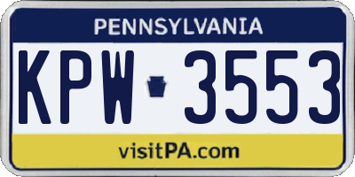 PA license plate KPW3553