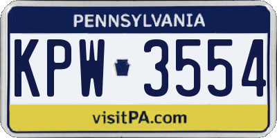 PA license plate KPW3554