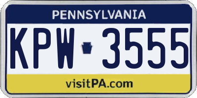 PA license plate KPW3555
