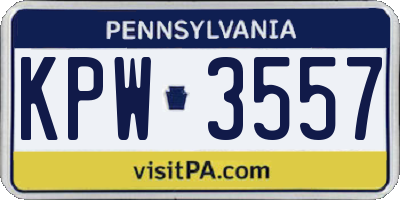 PA license plate KPW3557