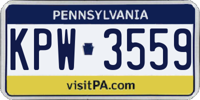 PA license plate KPW3559
