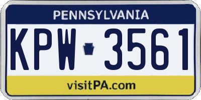 PA license plate KPW3561
