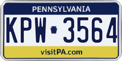 PA license plate KPW3564