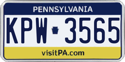 PA license plate KPW3565