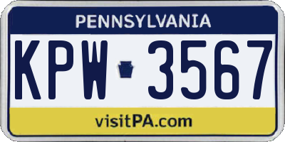PA license plate KPW3567