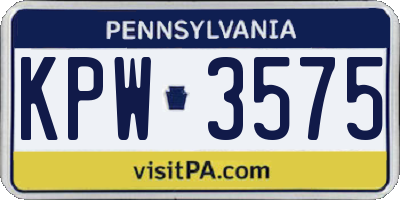 PA license plate KPW3575