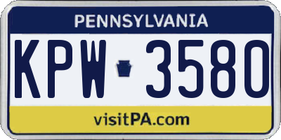 PA license plate KPW3580