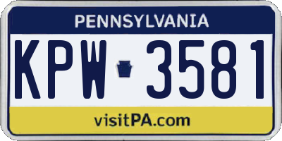PA license plate KPW3581