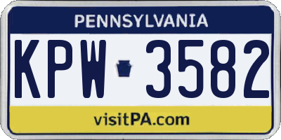 PA license plate KPW3582