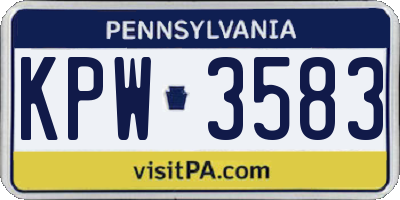 PA license plate KPW3583