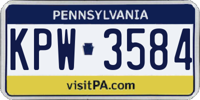 PA license plate KPW3584