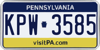PA license plate KPW3585