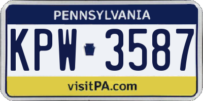 PA license plate KPW3587