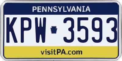 PA license plate KPW3593