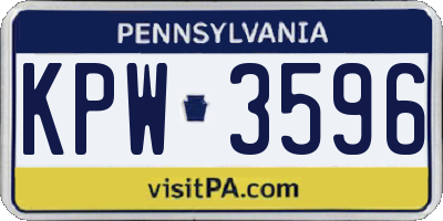 PA license plate KPW3596