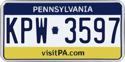 PA license plate KPW3597