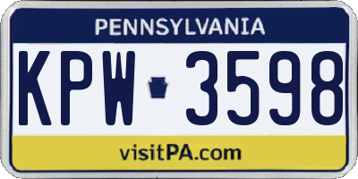 PA license plate KPW3598