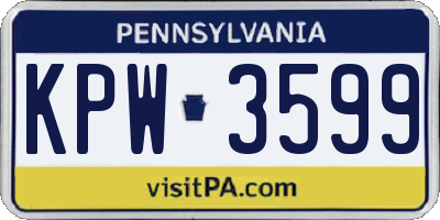 PA license plate KPW3599