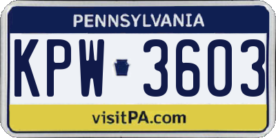 PA license plate KPW3603