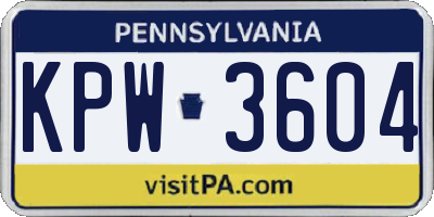 PA license plate KPW3604