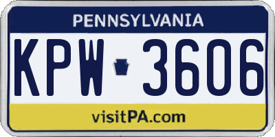 PA license plate KPW3606