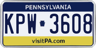 PA license plate KPW3608