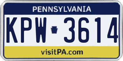 PA license plate KPW3614