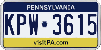 PA license plate KPW3615