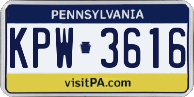 PA license plate KPW3616