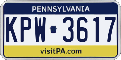 PA license plate KPW3617