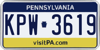 PA license plate KPW3619