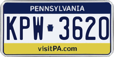 PA license plate KPW3620