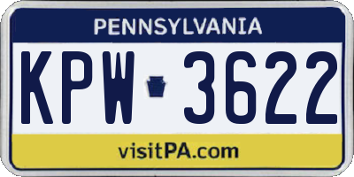 PA license plate KPW3622