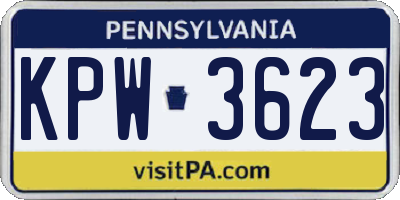 PA license plate KPW3623