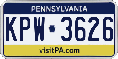 PA license plate KPW3626